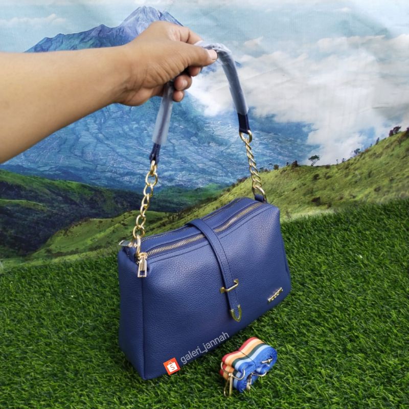 Tas ,slempang wanita dua ruang kulit jeruk