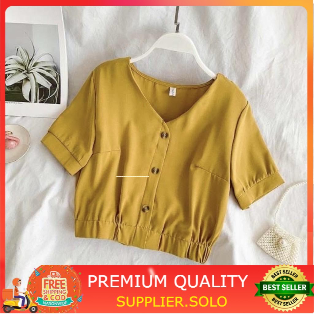 DAIKA BLOUSE WANITA CROP ZOYA BAJU ATASAN WANITA LENGAN PENDEK KEKINIAN HITS SELEBGRAM