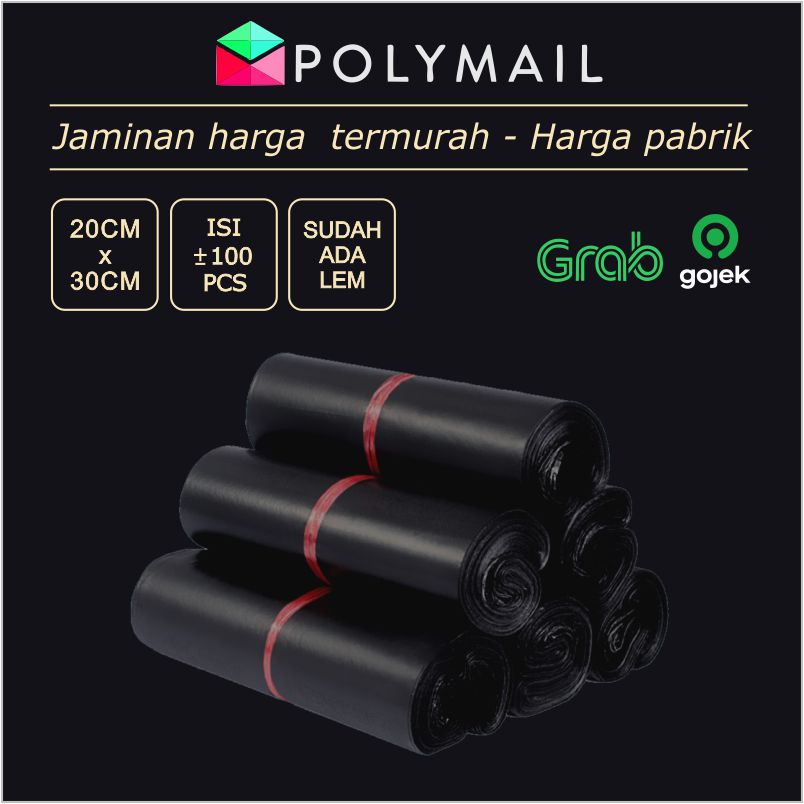 

POLYMAILER ±100PCS 20x30CM HITAM GLOSSY PLASTIK PACKING