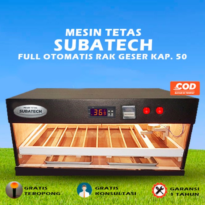 Mesin Tetas Telur Full Otomatis Penetas SUBATECH Rak Geser MTFORG 50 60 RMT