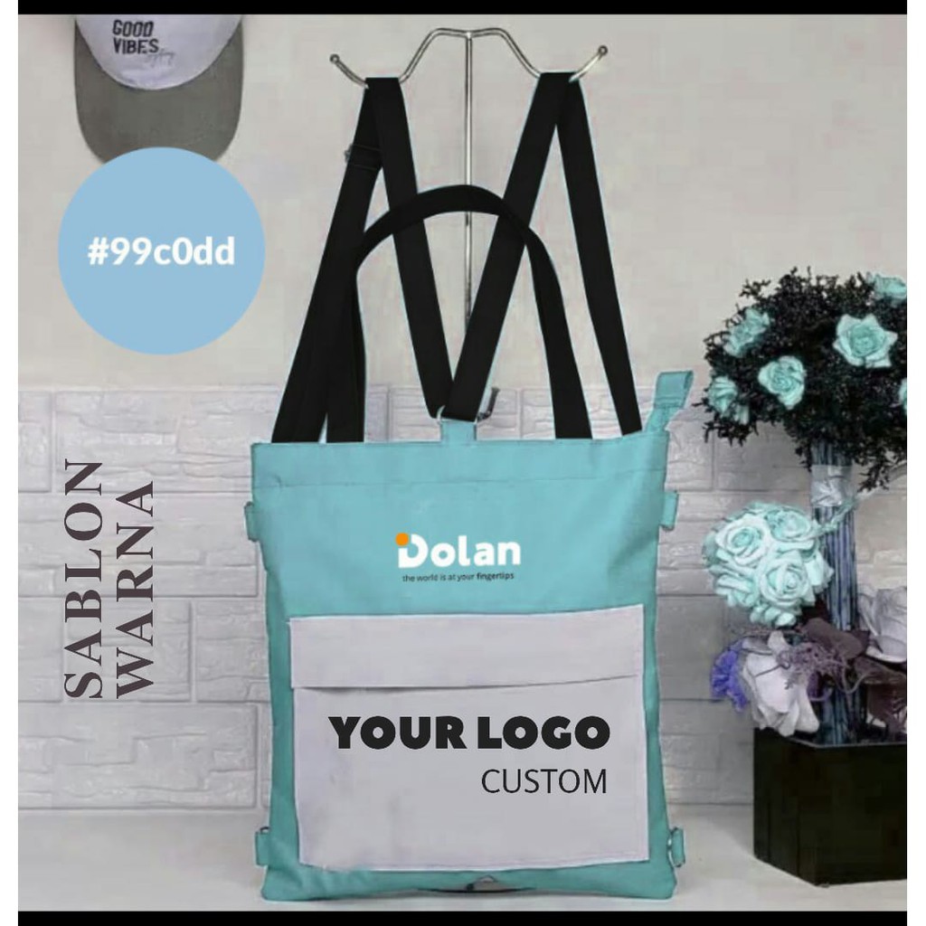 TOTEBAG WANITA RESLETING / TAS TOTE BAG BISA RANSEL,SLEMPANG,TENTENG BISA CUSTOM SABLON TB 002