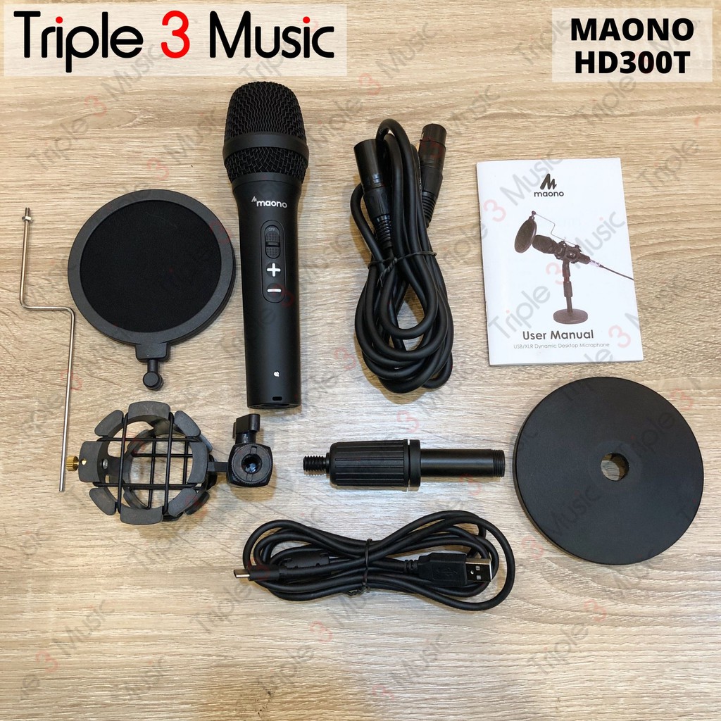 Maono AU HD300T USB dan XLR Combo Mic dynamic