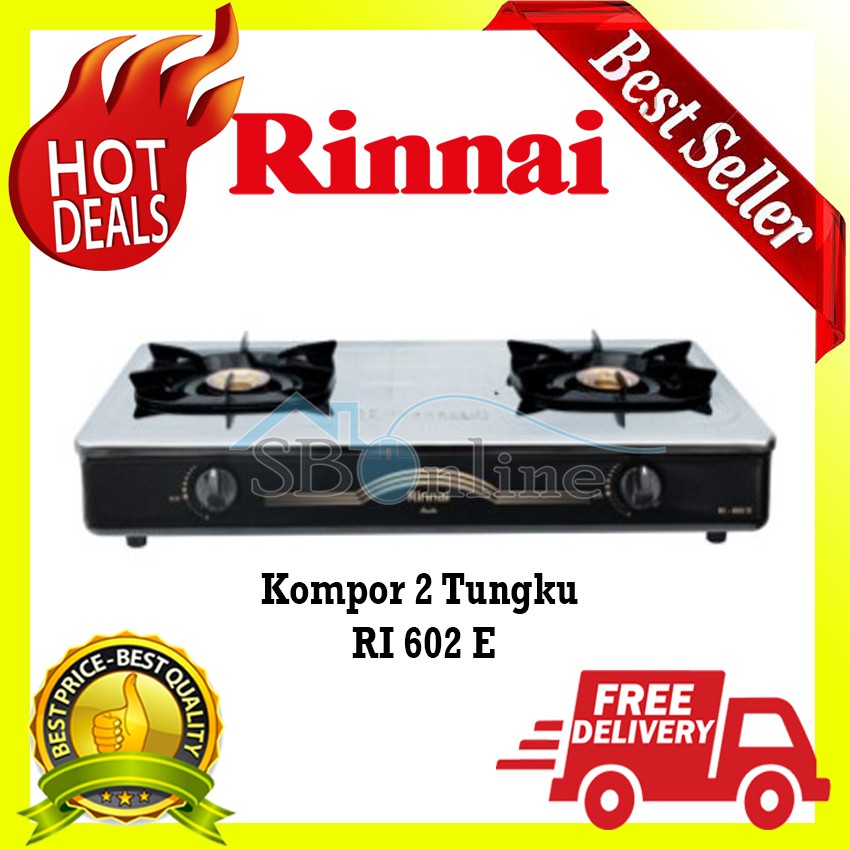 RINNAI Kompor Gas 2 Tungku - RI 602 E - HARGA PABRIK