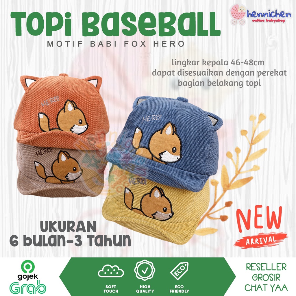 TOPI BASEBALL BABI FOX HERO PREMIUM BABY CAPS IMPORT TOPI ANAK UNISEX LUCU 6 BULAN - 2 TAHUN