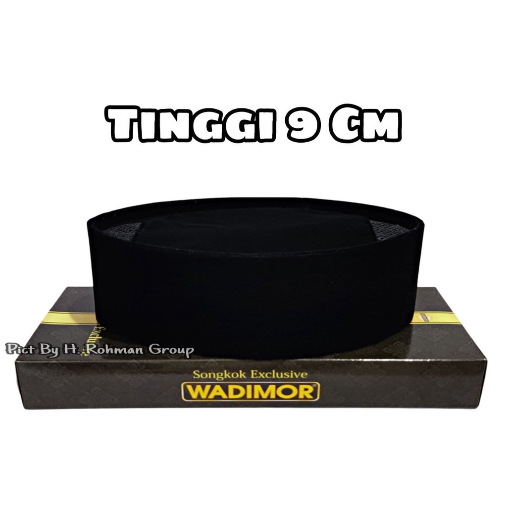 Kopeah Hitam Polos Wadimor Tinggi  8 Cm 9Cm 10Cm Songkok Wadimor Ori Wadimor Ac Wadimor 7 Cm Size Anak &amp; Dewasa Fashion Muslim Set Perlengkapan Sholat Peci Wadimor Kopeah Wadimor