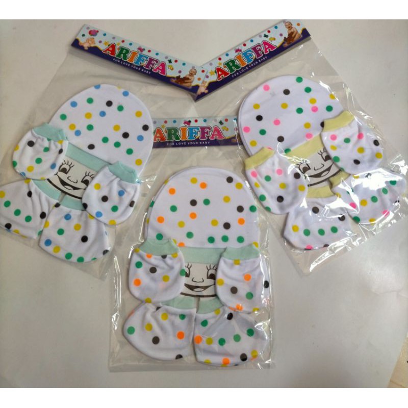 SET TOPI + SARTAKI BAYI , MOTIF POLKADOT