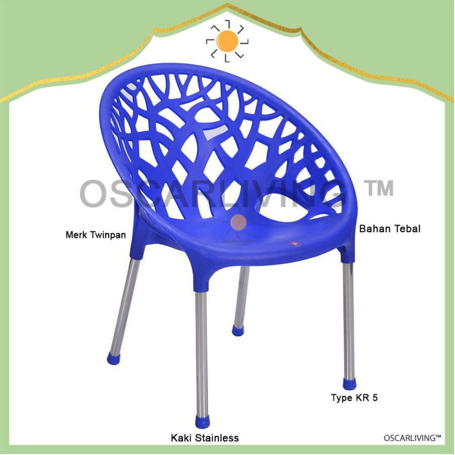 Kursi Twinpan/Kursi Teras/ Plastik Tebal Kaki Stainless