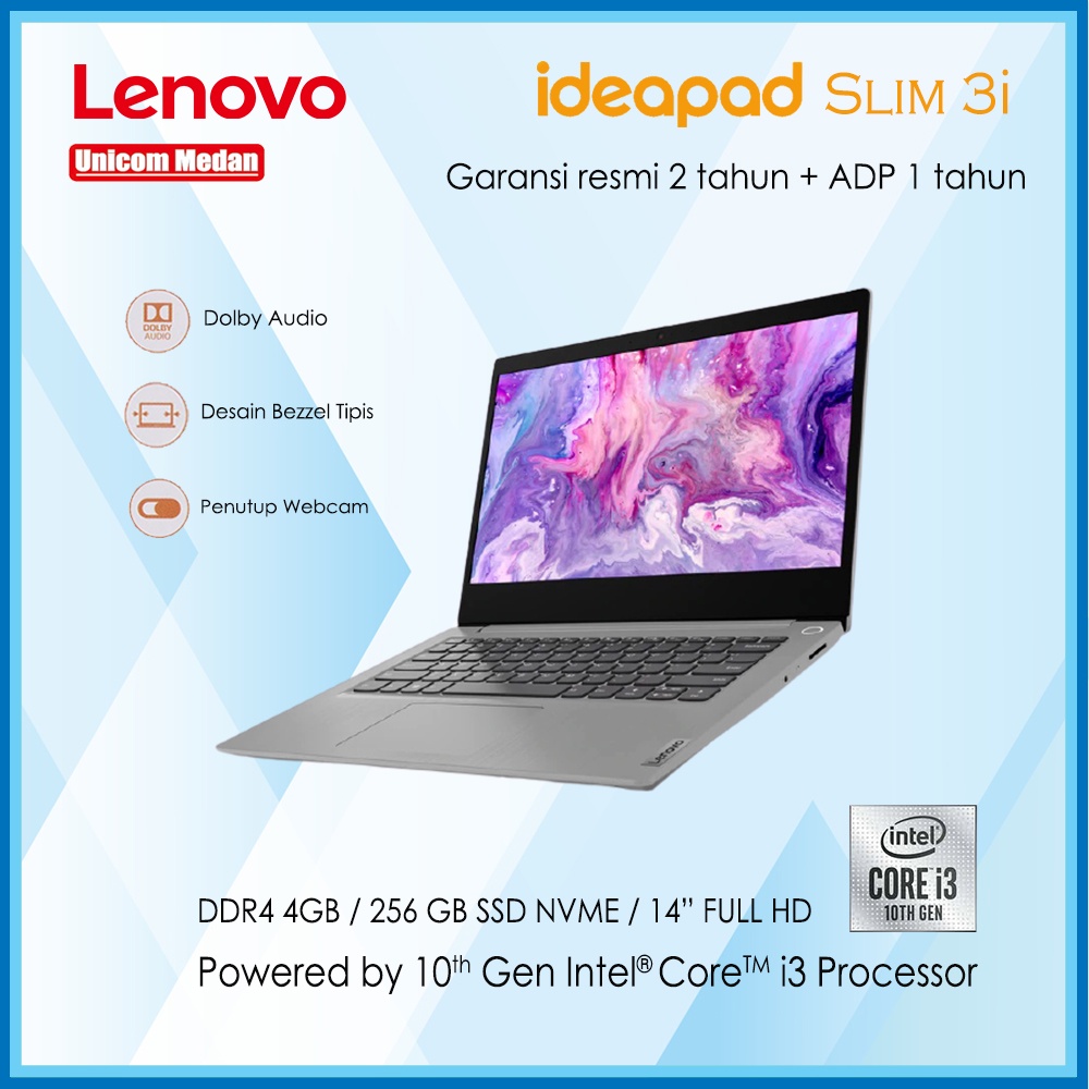 Laptop Lenovo ideapad slim 3i [i3-1005G1/4G DDR4/256G SSD/WIN10/OHS]