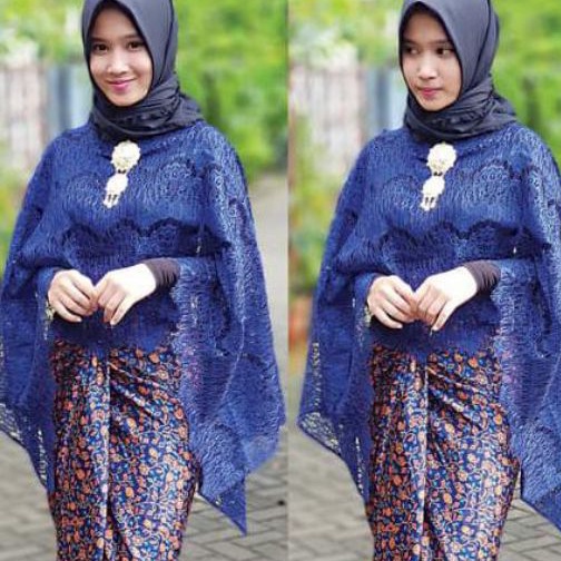 OUTER BROKAT RENDA cape renda navy AZ Zahra