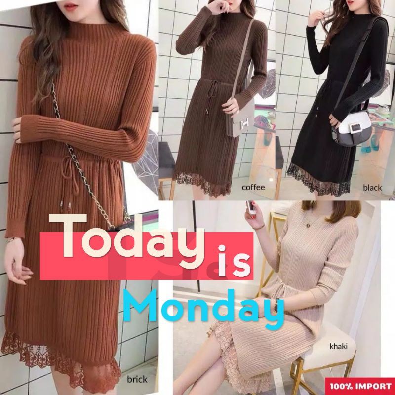 Premium Dress knit import Baju knit import wanita