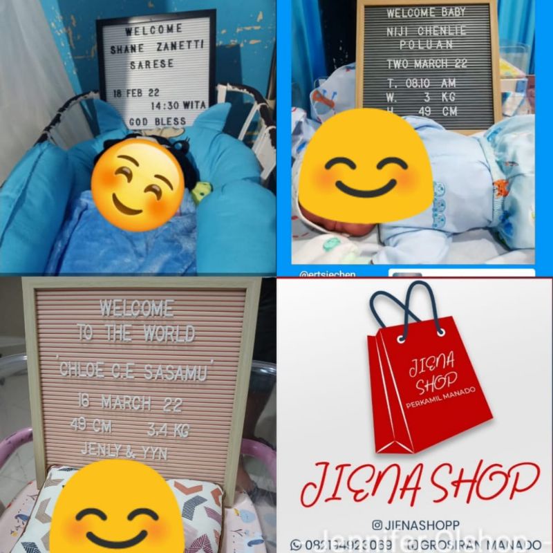 Jual Papan Nama Bayi Baru Lahir atau Letter Board New Born Indonesia
