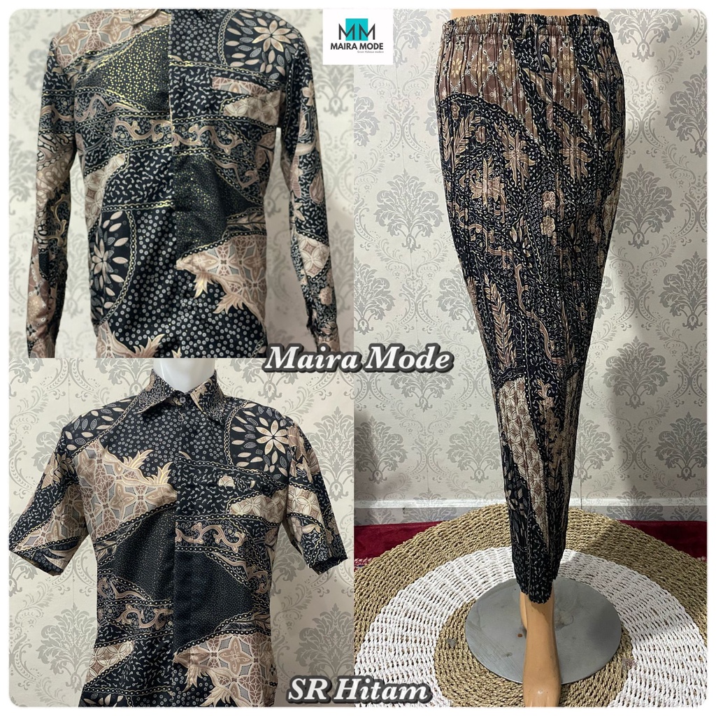 Couple batik kemeja dan rok plisket / set rok plisket dan kemeja batik / motif  SR