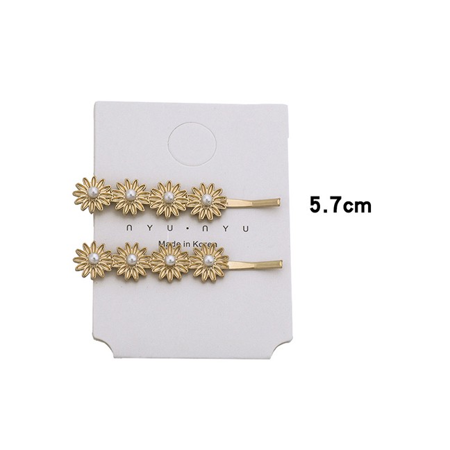 LRC Jepit Rambut Fashion Round Pearl Alloy Flower Diamond Heart-shaped Pearl Hair Clip