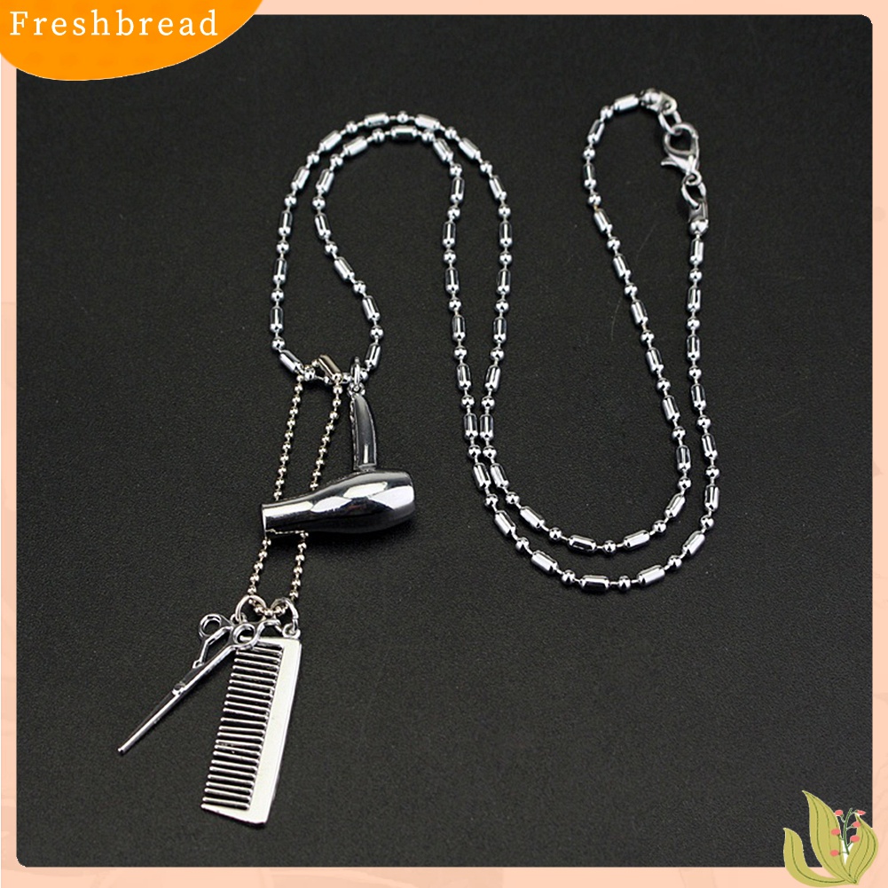 [TERLARIS]Unisex Hair Dryer Scissors Comb Pendant Chain Necklace Barber Kit Hairdresser Gift
