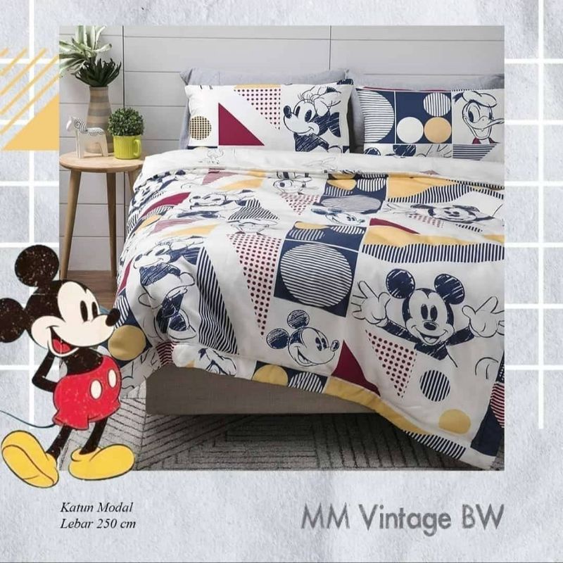 spreiset Mickey included sarung bantal cinta  mouse dari lokal