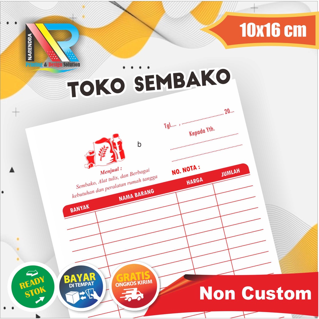 

Nota Toko Sembako Kelontong Siap Pakai | Ukuran 1/4 Folio NCR 2 Ply & HVS 1 Ply