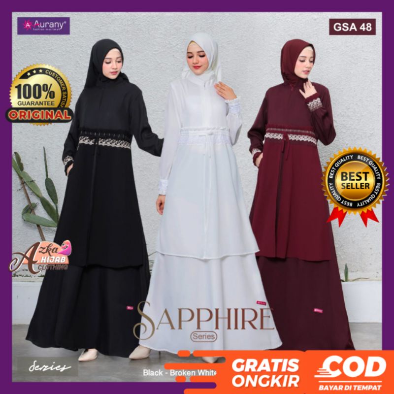 GAMIS AURANY TERBARU GSA 48 SAPPHIRE SERIES / GAMIS PUTIH / GAMIS HITAM / BAJU GAMIS TERBARU 2022 / 