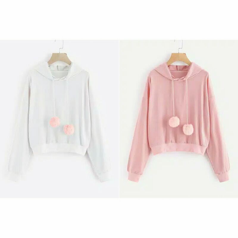 DNj - SWEATER HOODIE CROP POMPOM POLOS
