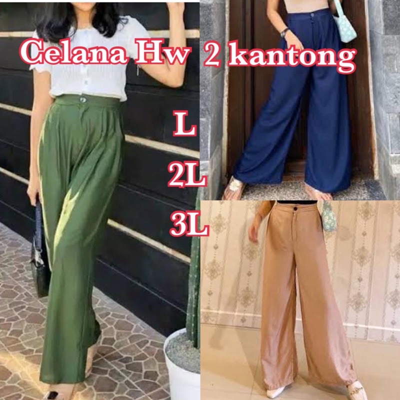 CELANA KULOT PANJANG HIGHWAIST KANCING SLETING 2 KANTONG RAYON PREMIUM