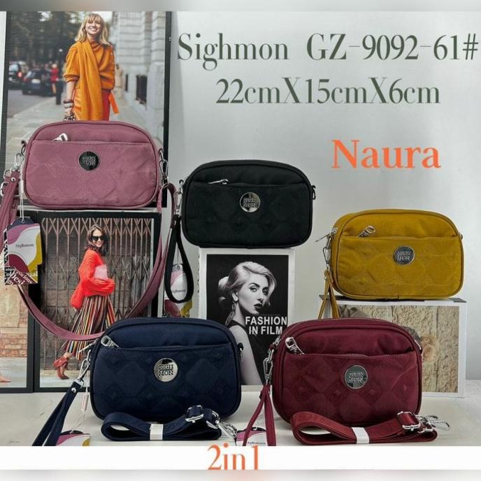 POUCH/TAS SELEMPANG WANITA ORI SIGHMON KANVAS 2Sleting SGH9092 (2Tali)