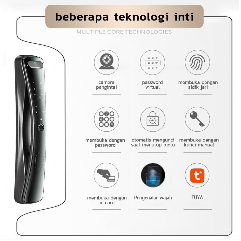 Kadonio kunci pintu digital kunci pintar Smart Door automatic kunci digital kunci pintu sidik jari dengan Kamera viewer kunci pintu fingerprint-8