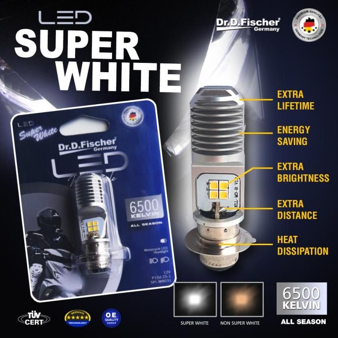 Lampu Motor Jupiter LED 6500Kelvin All Season Germany Dr.D.Fischer rod14 Murah