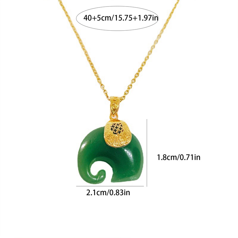 Kalung Rantai Klavikula Bahan Titanium Steel 18K Gold Hetian Yufu Karakter Gajah