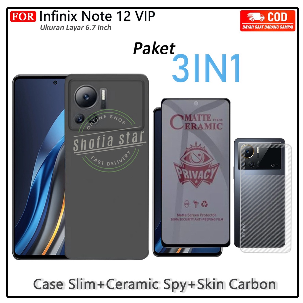 3IN1 CASE INFINIX NOTE 12 VIP SOFTCASE SLIM MATTE PREMIUM BLACK CAMERA PROTECT CASING