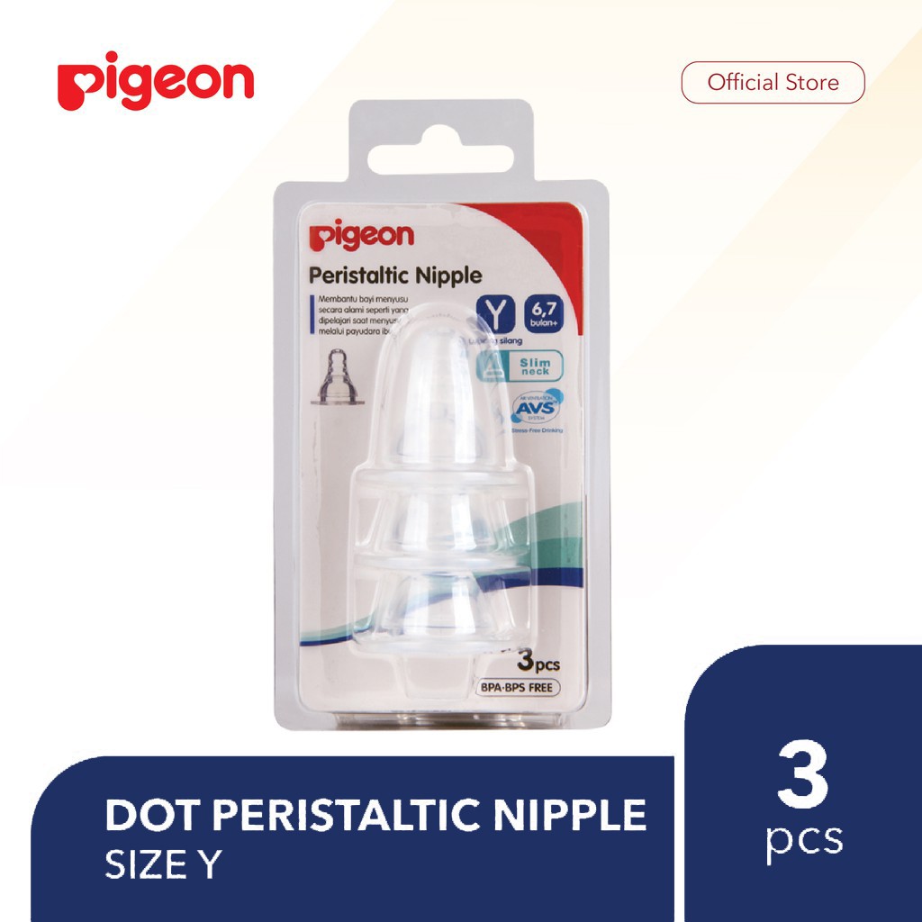 PIGEON Dot Peristaltic Nipple untuk Botol Slim Neck (3 Pcs)