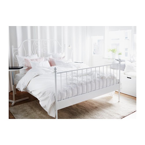 LEIRVIK Rangka tempat tidur, putih/Luröy 209 X 158CM