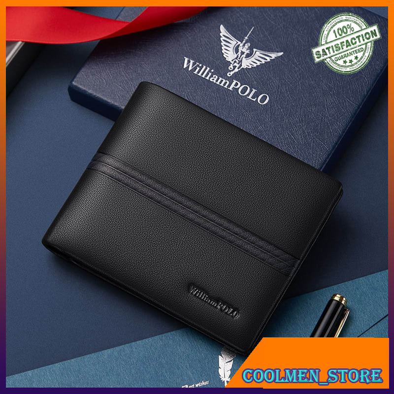 Dompet Pria Dompet Lipat Kulit Asli WILLIAMPOLO Mens Wallet Card Holder Luxury Leather Christmas