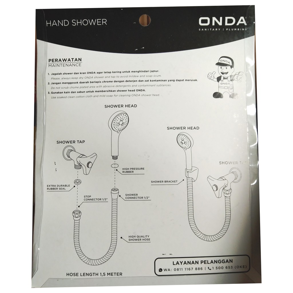 ONDA SO 250 Hand Shower Flexible Hose 1/2&quot;Pancuran Mandi