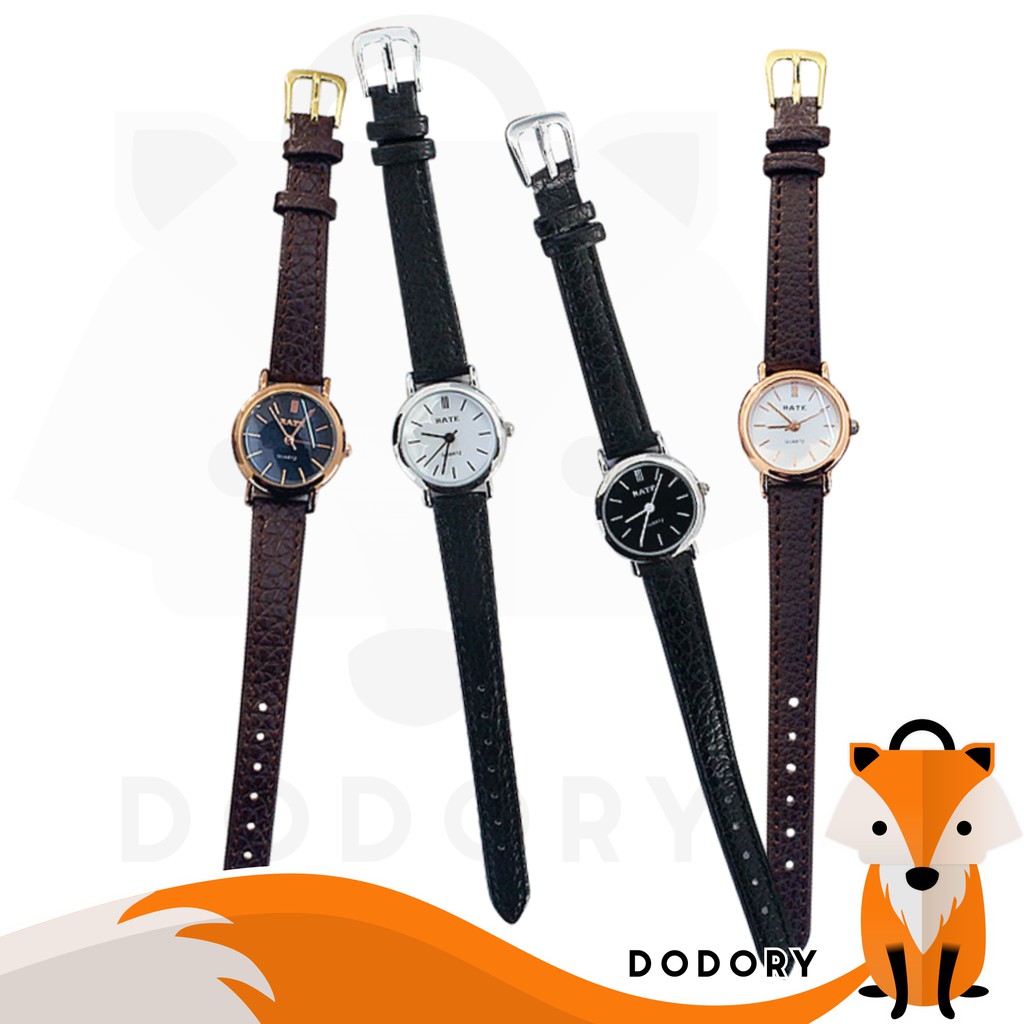 DODORY J179 Jam Tangan Kulit Wanita Polos Jam Cewek Analog Quartz Mini Watch