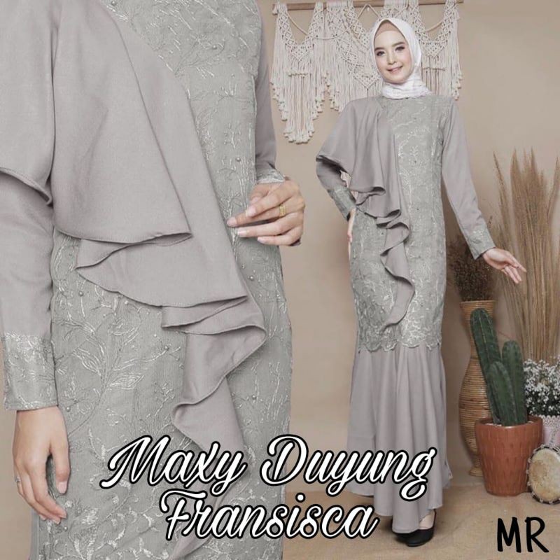 MAXY FRANSISCA DUYUNG, MOSCREPE BRUKAT PREMIUM, GAMIS HIJAB MUSLIM, MAXY DRESS