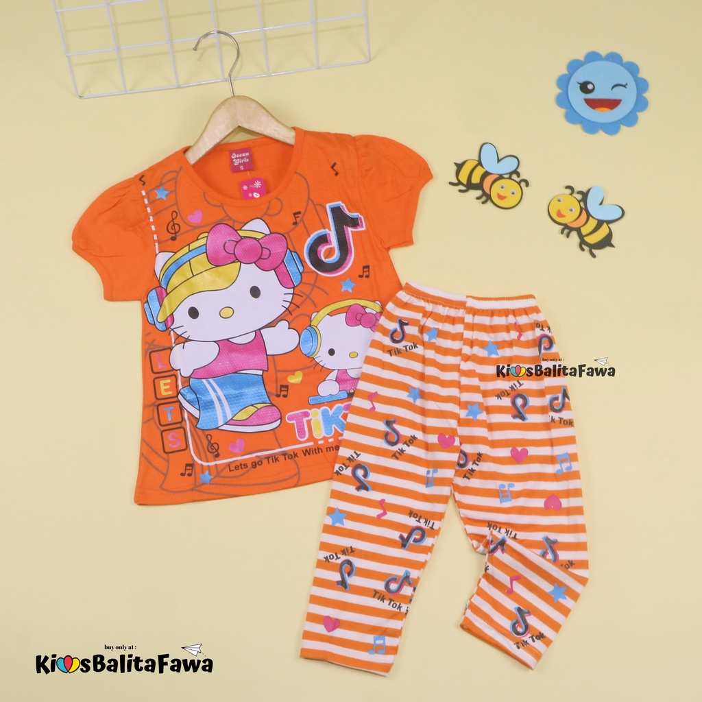 Setelan Hello Katty uk 2-6 Tahun / Baju Anak Karakter Legging Perempuan Celana Panjang Import