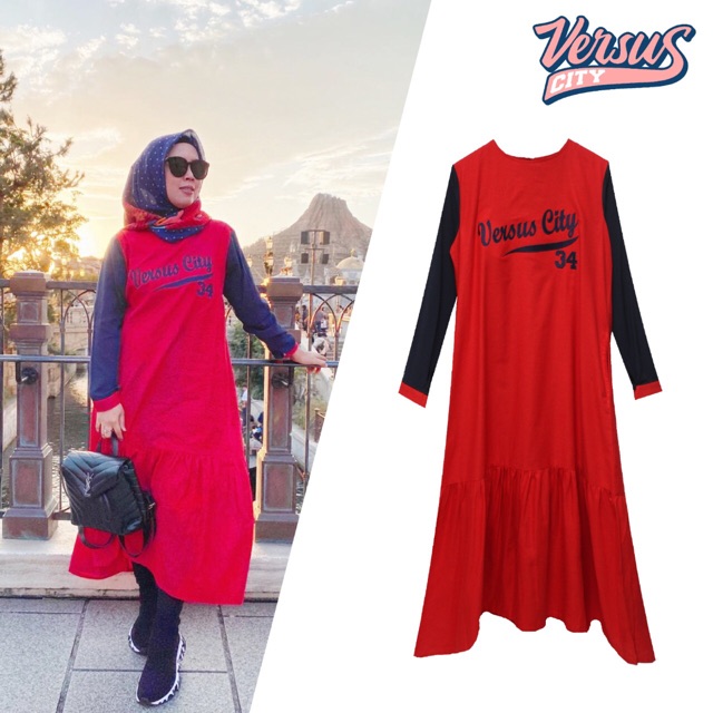 Versus City Midi Dress Tuffle Merah