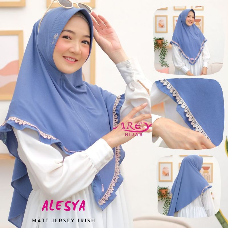 JILBAB BERGO RENDA ALESYA AREY HIJAB INSTAN JERSEY AIRISH