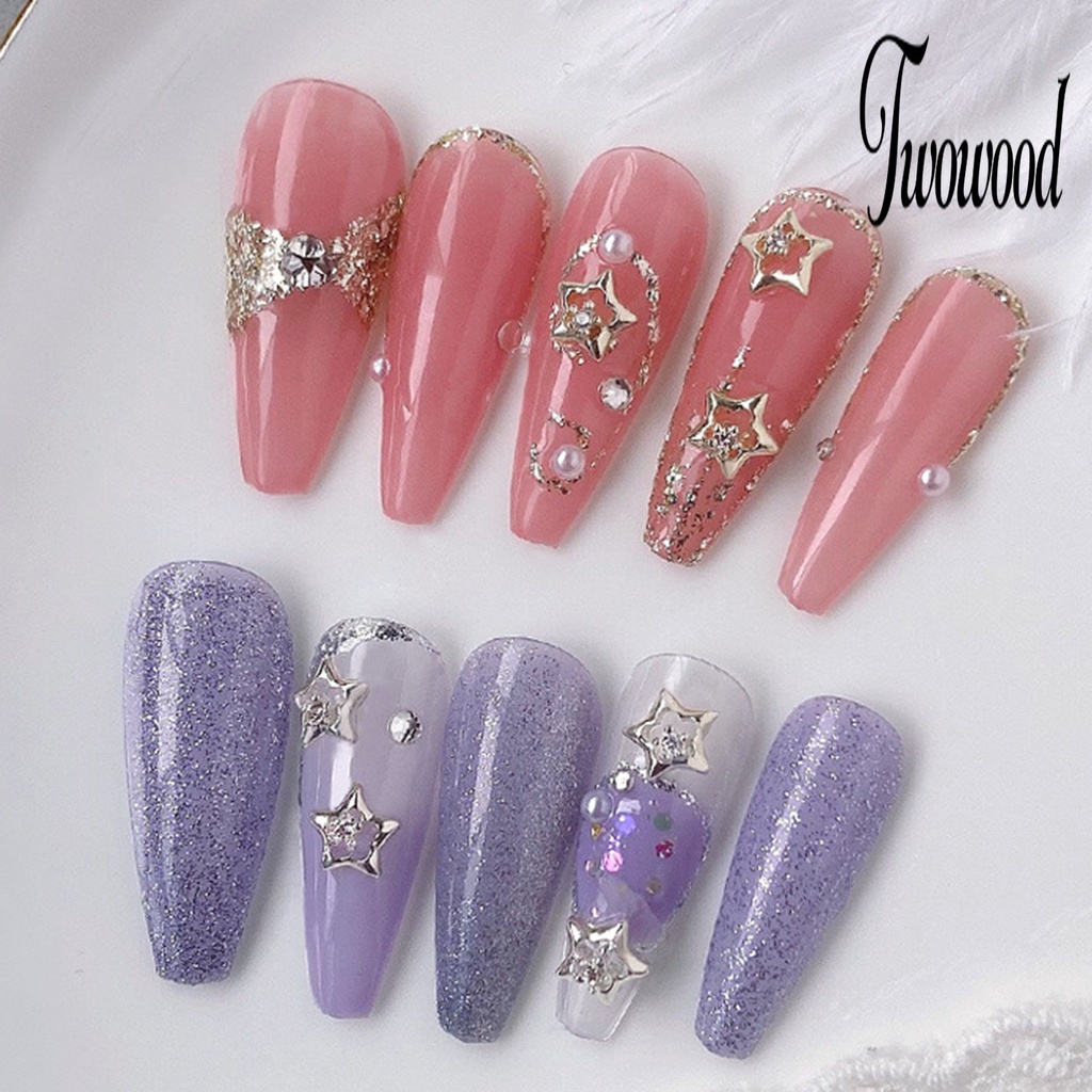 2 Pcs Ornamen Kuku Bentuk Hati Dan Pita Aksen Zircon Tahan Pudar Untuk Dekorasi Manicure