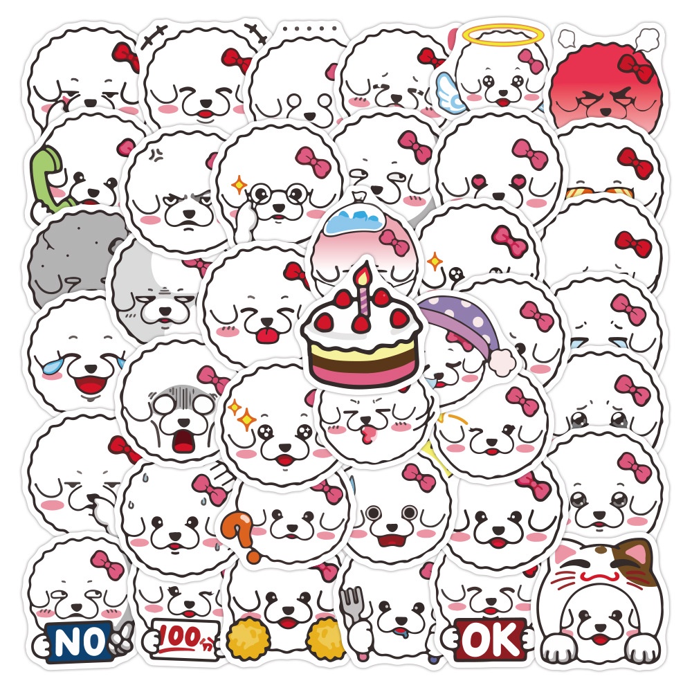 40 buah anjing Pomeranian stiker permen kapas pet anjing stiker notebook notebook air Piala bagasi s