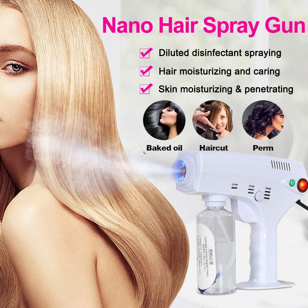 Hair Care Nano Hair Spray Gun 6 Nano Sprayer Machine Disinfection Blue Light Nano Mist Machine Beauty Tools