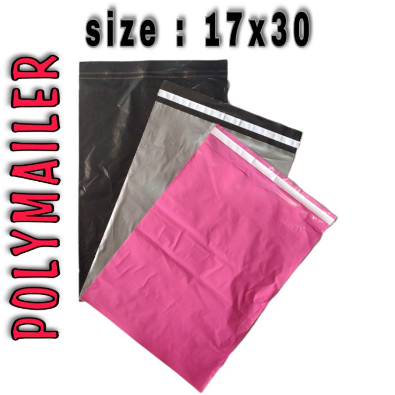 

plastik POLYMAILER uk 17x30 (isi 100 pcs) HITAM/SILVERL/PINK √ plastik packing lem