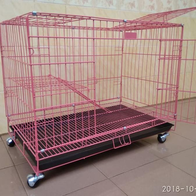 Kandang kucing lipat tingkat dengan RODA ukuran 75
