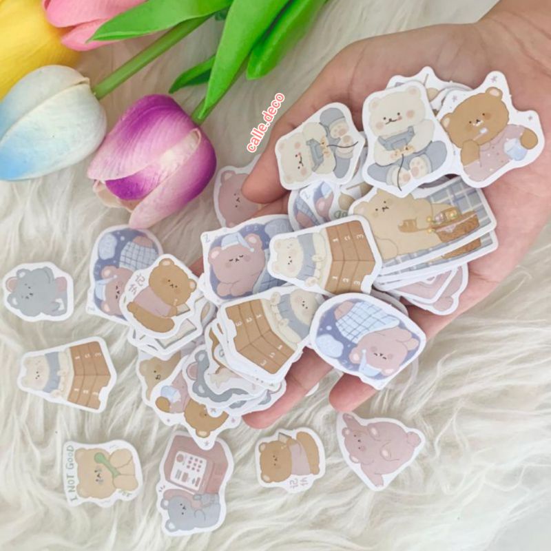 

2pcs Cute Mini Daily BEAR Sticker Deco/ Stiker Tumblr / Stiker HP/ Stiker Scrapbook (Random)