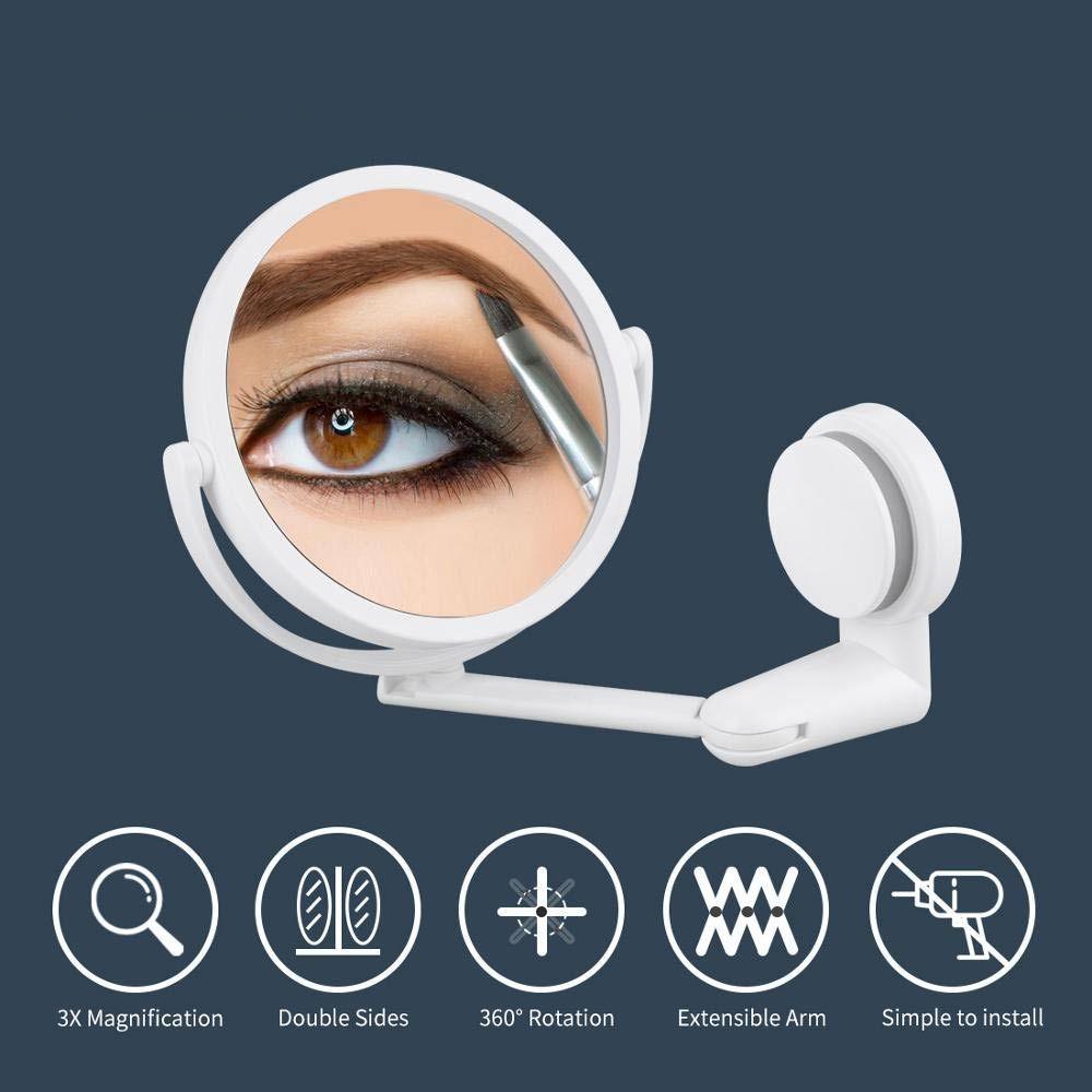 Populer Vanity Mirror High-definition Self Adhesive Vacuum Suction Bulat Dinding Gantung Lipat Perlengkapan Makeup