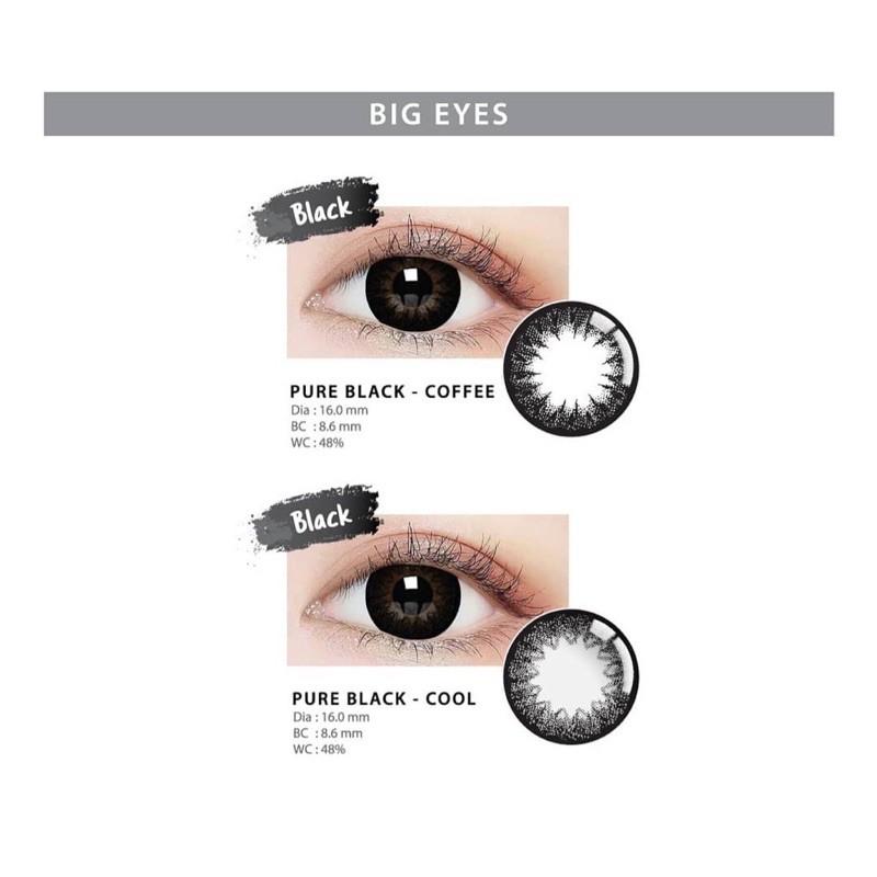 &lt;uc.xx&gt; 16 mm - softlens pure black - kontak lensa pure black dm 16 mm mata barbie