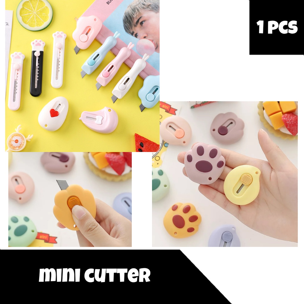 

KEDAI TUKANG - Mini Cutter Lucu Silet Kecil Pisau Pembuka Paket Pemotong Kertas Travel Size Awan Paw Jerapah Karakter