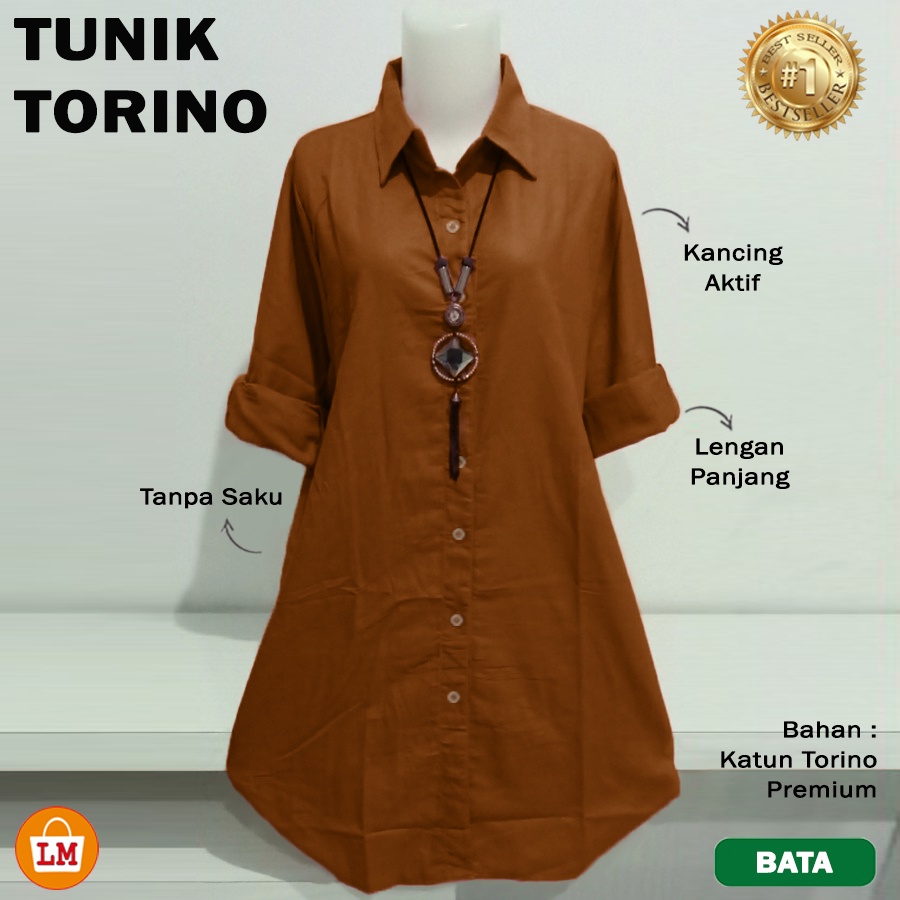 Baju Atasan Wanita Muslim TUNIK TORINO Katun JUMBO All Size Fit to XL TERMURAH TERLARIS LMS 28861