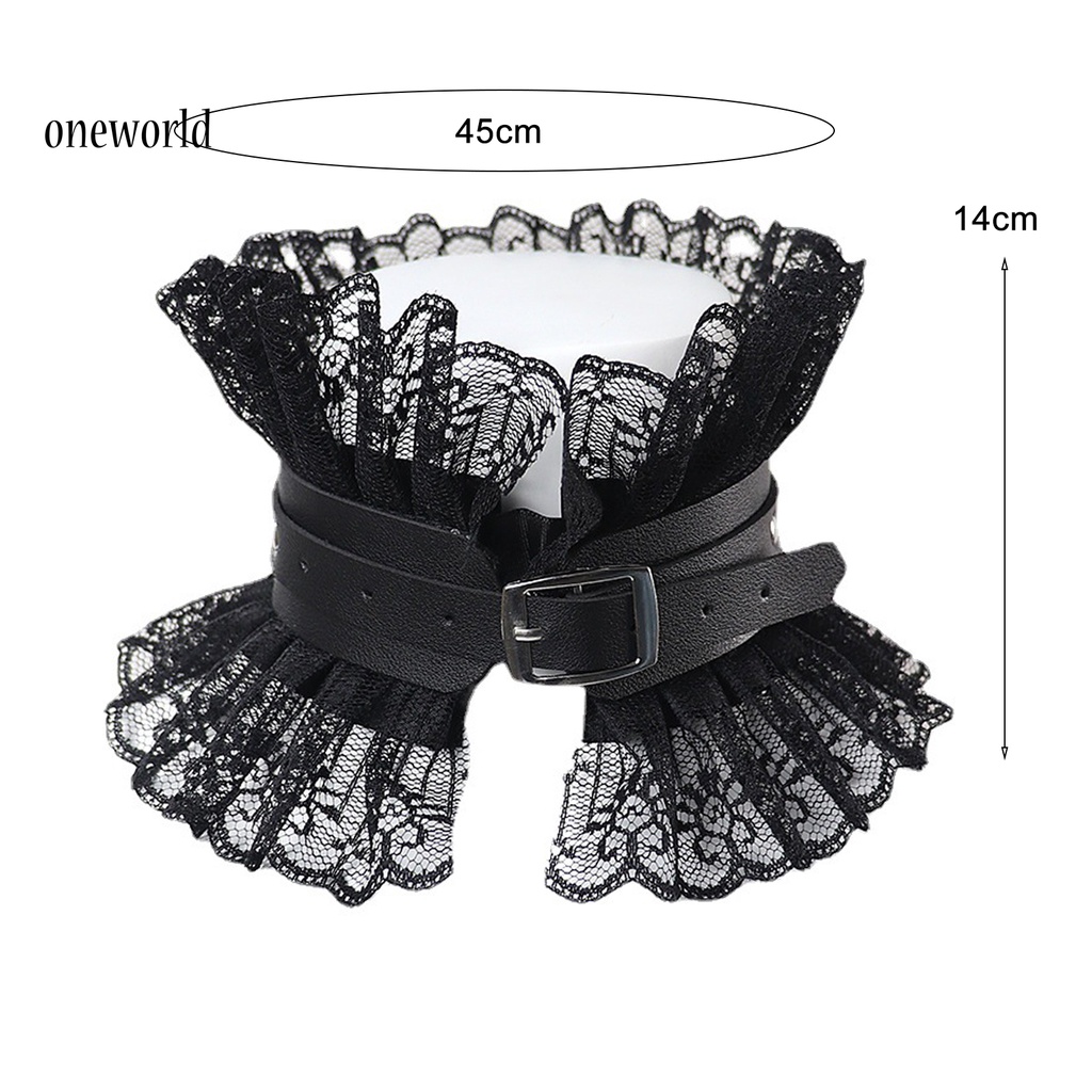 |Onwo Dress Mini Lengan Pendek Untuk Wanita| Kalung Choker Lolita Bahan Lace Gaya Gothic Untuk Kostum Cosplay