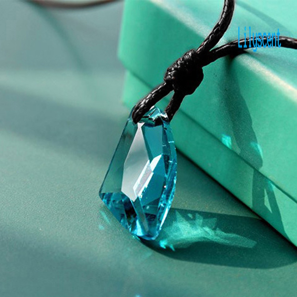 Kalung Tali Adjustable Dengan Liontin Kristal Imitasi Untuk Pria Dan Wanita