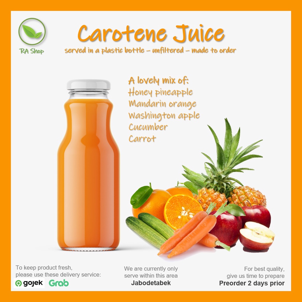 

Carotene Juice - Pineapple, Apple, Cucumber, Carrot, Orange